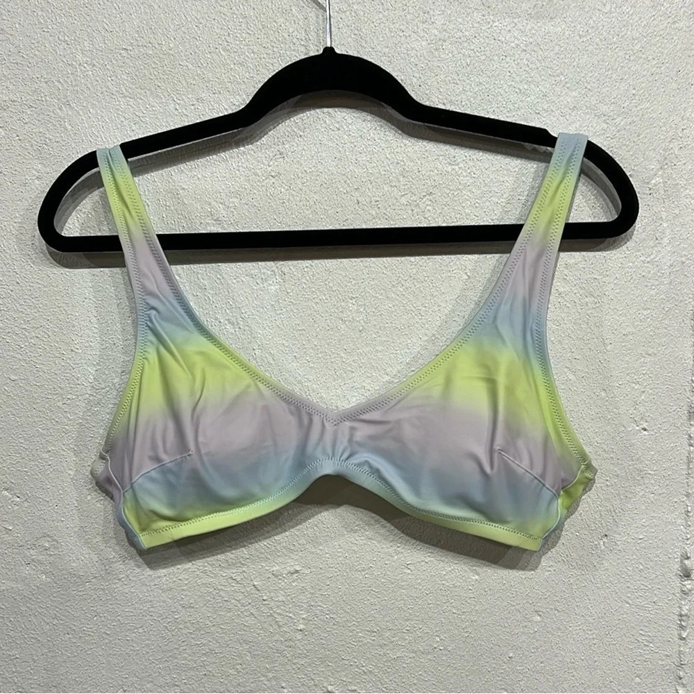 Aerie Voop Plunge Scoop Multicolor Bikini Top